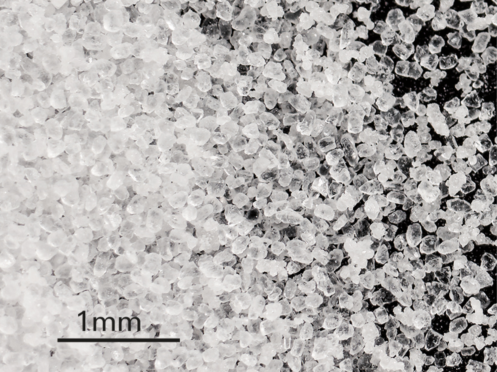 Form der Natriumbikarbonat-Partikel vergrößert auf 1 mm
